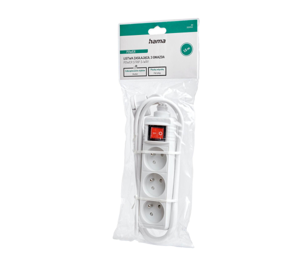 Hama Listwa zasilająca Standard 3 gn, 1,5 m biała - 1416382 - zdjęcie 8